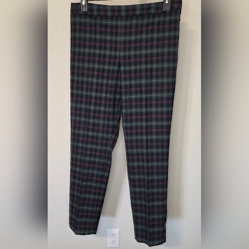 Talbots Chatham Ankle Pants Plaid Wool Blend Highland Green Size 8 NWT
